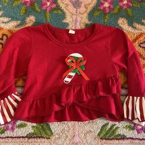 Girls candy cane boutique Christmas top